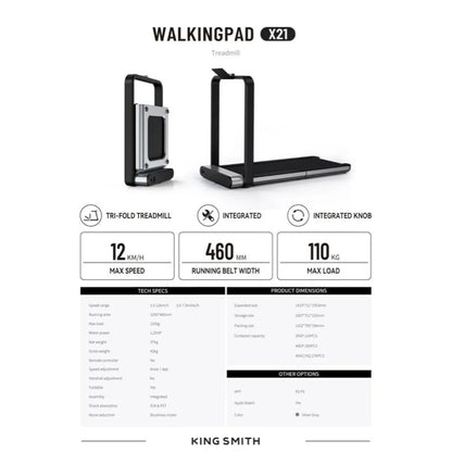 Trotadora Plegable KingSmith WalkingPad X21 12km/h, Hasta 110kg 46×121 NFC + LED