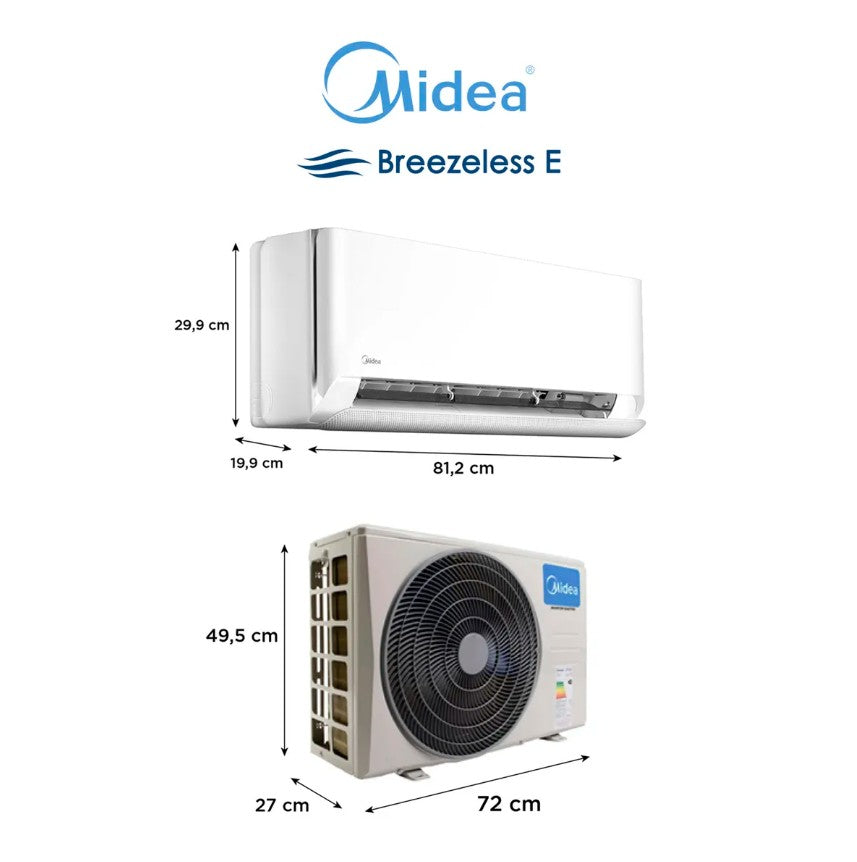 Aire Acondicionado Split Inverter Midea Breezeless Frio-Calor 12000 BTU + WiFi + Instalación Básica