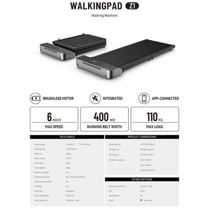 Caminadora KingSmith WalkingPad Z1 6km/h, WiFi Hasta 110kg Negro