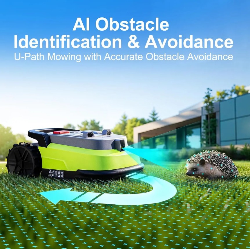 Robot Cortacésped UBHOME M10 RTK+AI Vision sin cable perimetral, con App Hasta 1000 m2