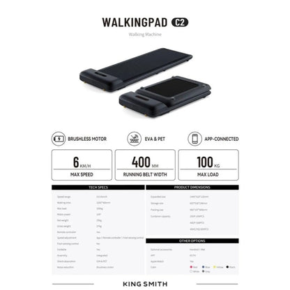 Caminadora KingSmith WalkingPad C2 6km/h, Hasta 100kg Negro