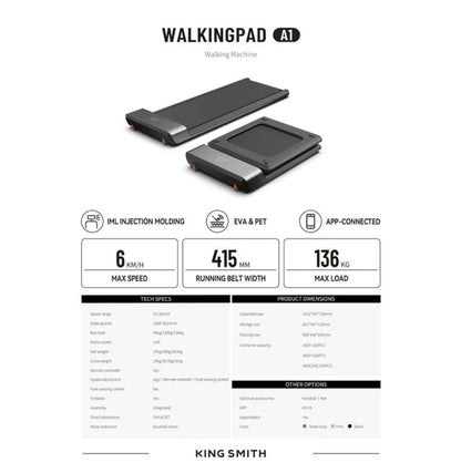 Caminadora Plegable Kingsmith WalkingPad A1 Pro 6km/h Hasta 105kg 746W