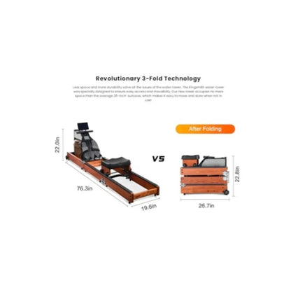 Máquina de Remo KingSmith WR1 Resistencia por Agua, Plegable 3 Pliegues Hasta 120kg