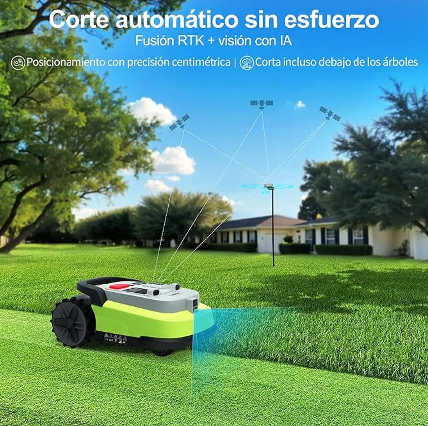 Robot Cortacésped UBHOME M10 RTK+AI Vision sin cable perimetral, con App Hasta 1000 m2